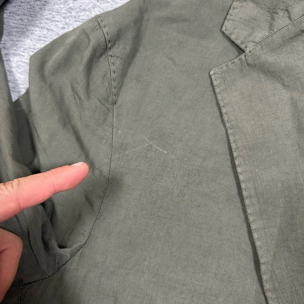 Lardini Blazer Mens 42 Green Gray Unstructured Lightweight Cotton Linen Travel